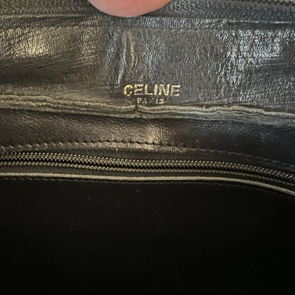 Vintage CELINE Embossed Leather Shoulder Bag Black - Picture 14 of 15